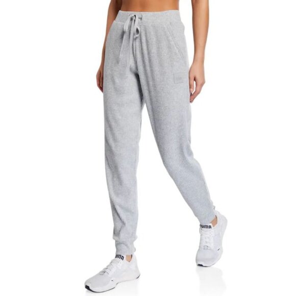 Alo Muse Sweatpants Athletic Heather Grey High-Rise Waist Ribbed Joggers Sweats - Picture 1 of 16